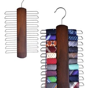 Elegant Wooden Tie Rack